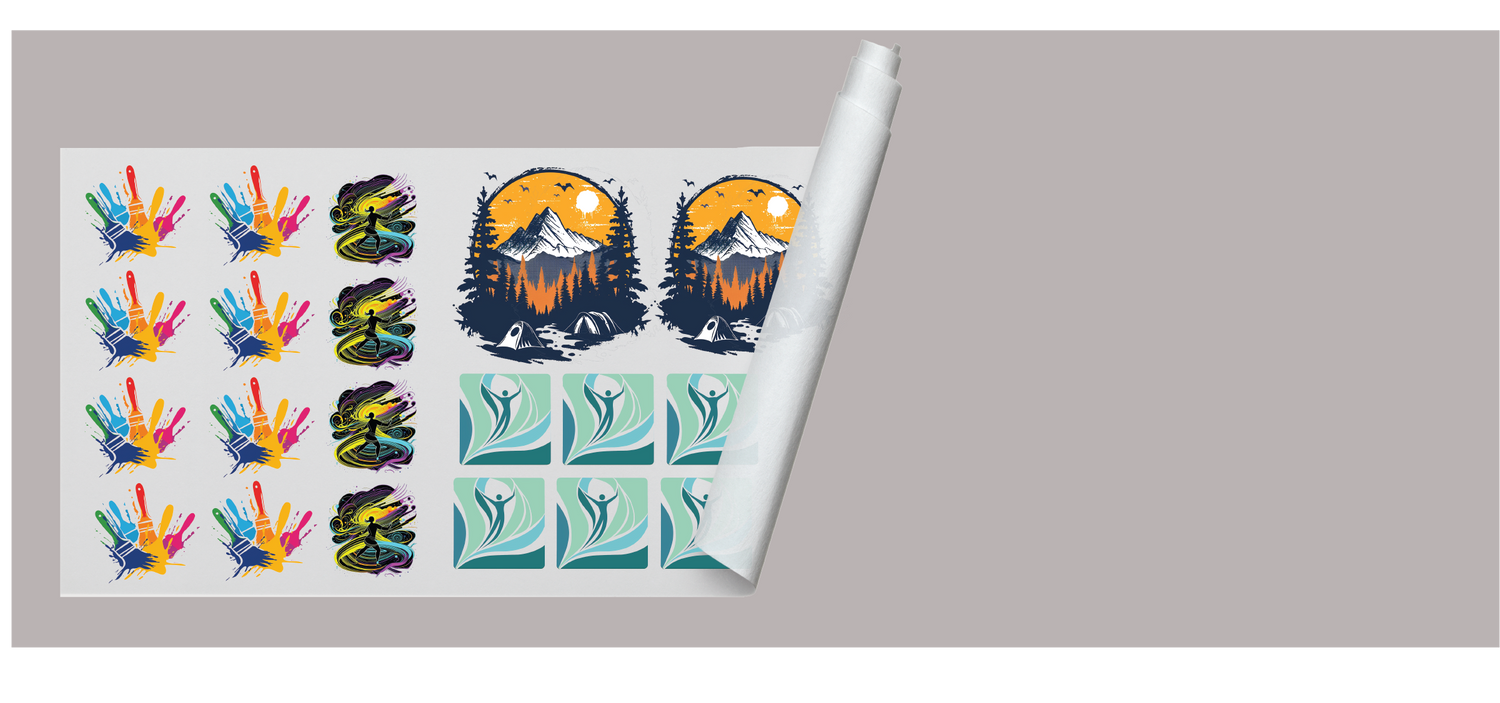 DTF Heat Transfer sheet roll with Ink designs