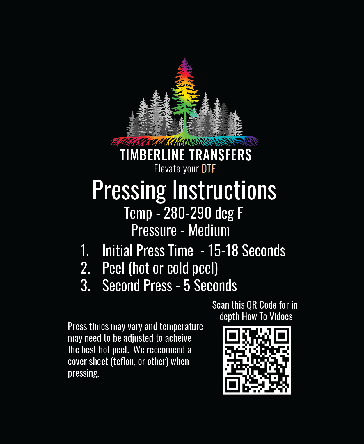 Timberline Heat Press Instructions