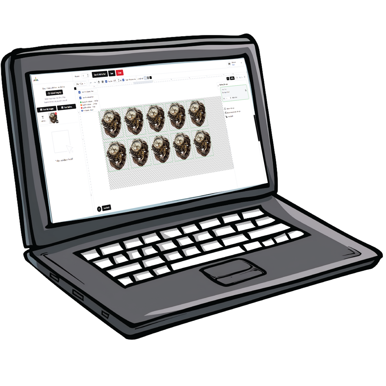 Laptop with gangsheet uploader page
